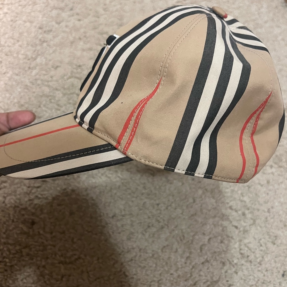 Burberry Tan and Black Striped Cap